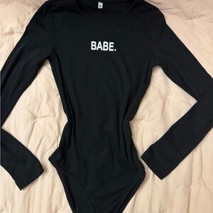 Babe. Black Long-Sleeve Bodysuit - Women